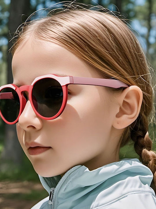 Techsuit Στρογγυλά Παιδικά Γυαλιά Ηλίου με Polarized Φακό Γκρι