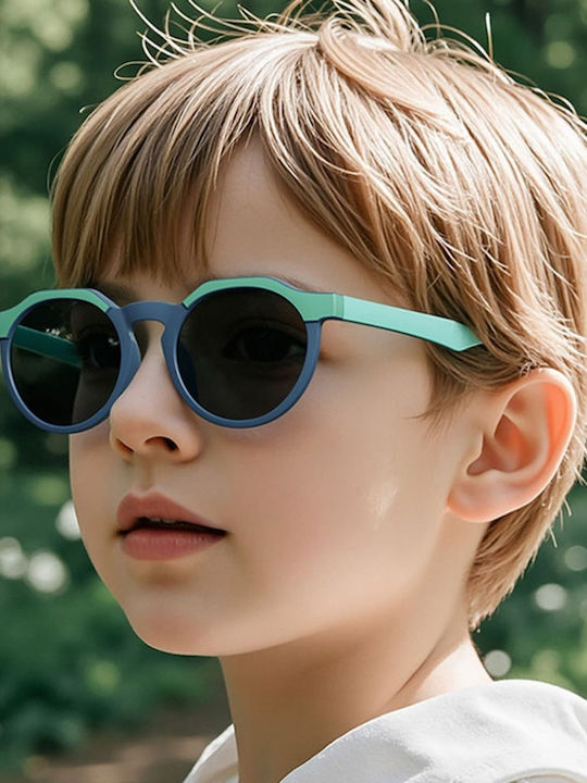 Techsuit Στρογγυλά Παιδικά Γυαλιά Ηλίου με Polarized Φακό Γκρι