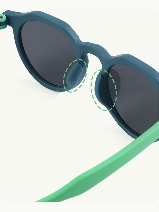 Techsuit Στρογγυλά Παιδικά Γυαλιά Ηλίου με Polarized Φακό Γκρι
