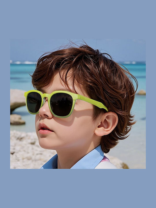 Techsuit Oversized Παιδικά Γυαλιά Ηλίου με Polarized Φακό Μαύρα