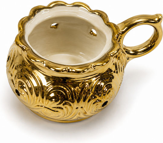 Keramisches Weihrauchfass Gold Orthodoxes Deckelgriff 11x10cm