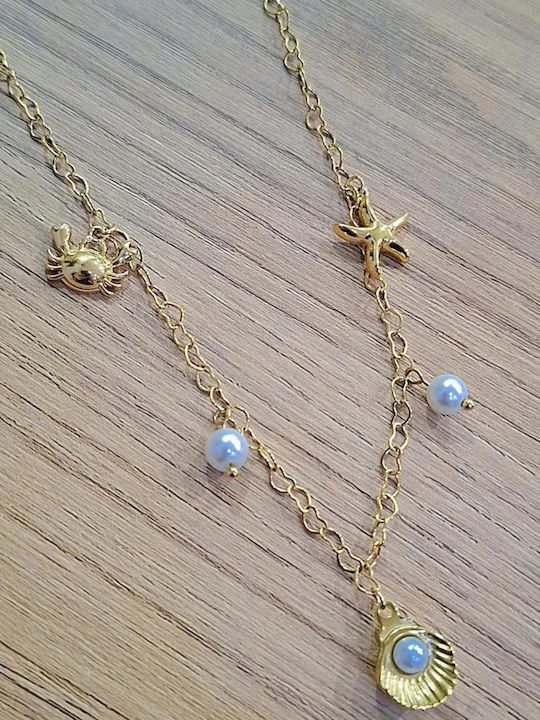 Touch Necklace With Star Design Made Of Gold Plated Steel 721143 Gold