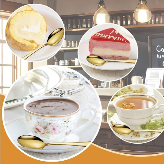 Set Linguri Cafea Ceai Oțel Inoxidabil Maro 6 Bucăți