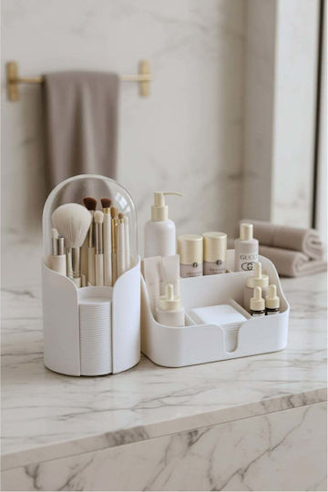 Stewehome Makeup Organizer Set Makeup Brush Organizer Plastic White