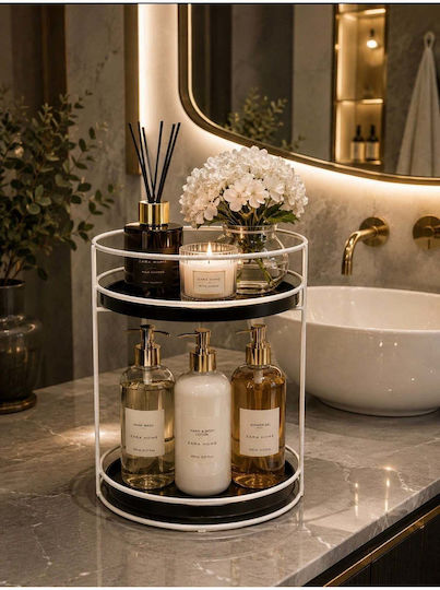 Stewehome Doppelter Badezimmer Organizer Kosmetika Schmuck Make-up Zubehör Metall Set 3 Stücke Creme 23 Cm