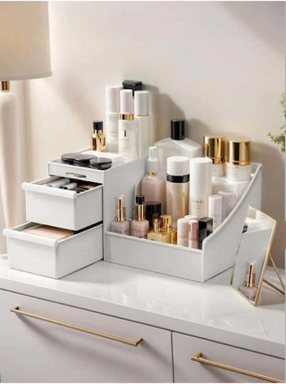 Stewehome Multifunctional Organizer Drawers Cosmetics Perfume Cream Jewelry White 11x25x15.5 Cm