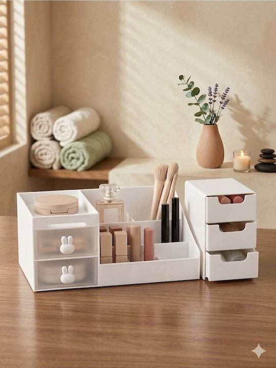 SteweHome Cosmetics Organizer with 3 Drawers White 2 Pieces