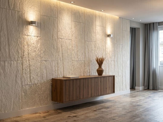 3D Wall Panels with Glue Beige Panel 60x120cm