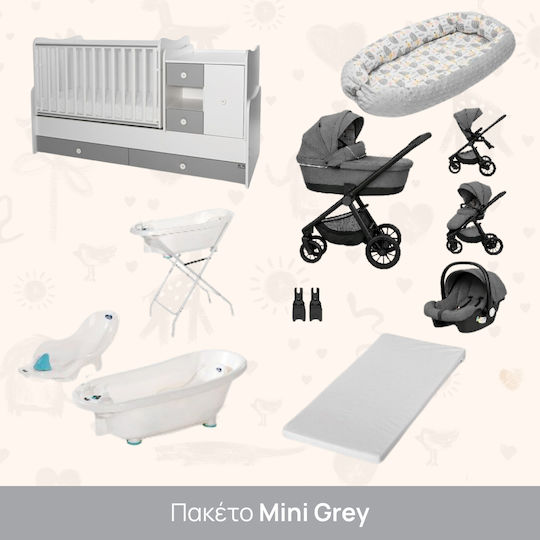Beboulino Crib Set Gray 5 Pieces