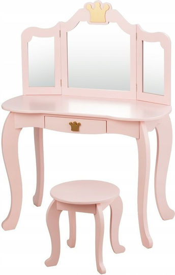 Wooden Makeup Dressing Table Pink with Mirror 80x42x105cm Wooden Makeup Dressing Table Pink with Mirror 80x42x105cm