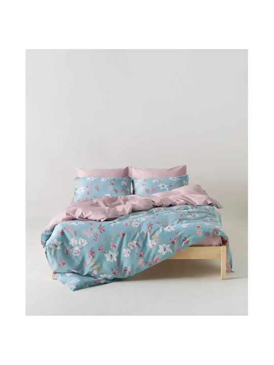 Kentia Darlyn Κουβερλί Υπέρδιπλο Βαμβακοσατέν Ciel-pink-white-yellow 230x250cm