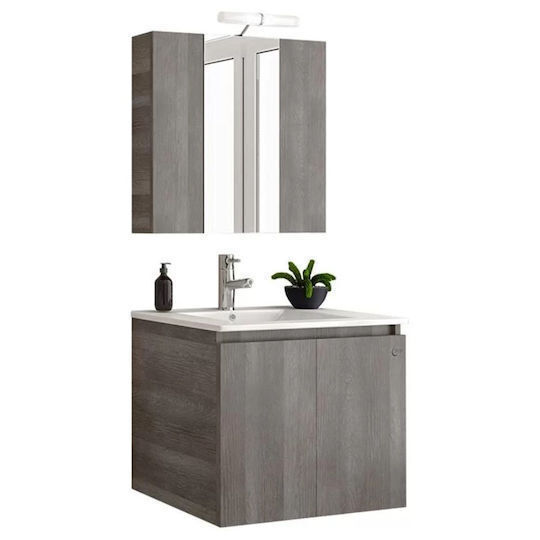 Drop Verona 60 Πάγκος με Νιπτήρα & Καθρέπτη με Φως Light Grigio