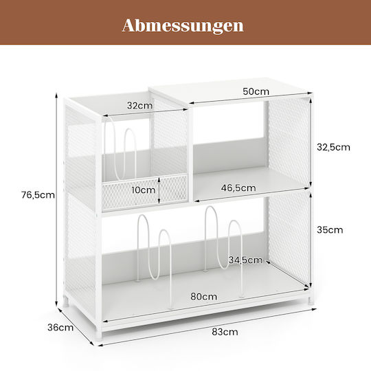 Costway White Turntable Stand 3 Levels Capacity Up to 300 Albums 3 Removable Dividers Jz10289wh