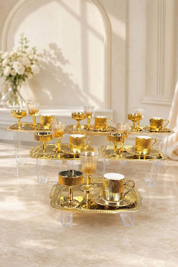 SteweHome Set Tassen Kaffee Glas Gold 140ml 12 Stück