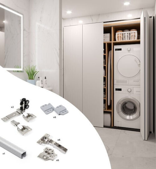 Set of Mechanism for 2 Folding Wardrobe Doors Without Bottom Guide Total Guide Length 2.35m Emuca 6117662