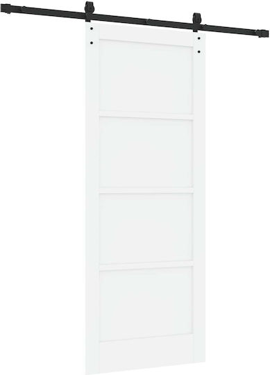 vidaxl Schiebetür Weiß Schwarz 83 x 202 cm Massivholz Kiefer