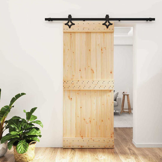 Vidaxl Συρόμενη Πόρτα Φυσικό Μαύρο 85 X 210 Cm