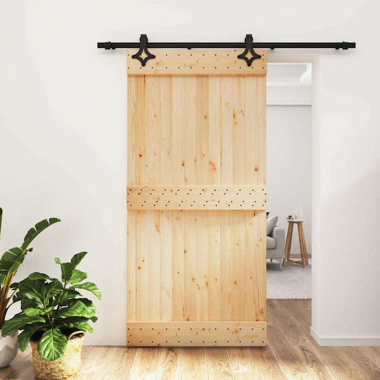 Vidaxl Συρόμενη Πόρτα Φυσικό Μαύρο 100 X 210 Cm