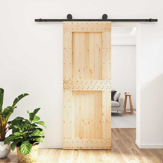 Vidaxl Συρόμενη Πόρτα Φυσικό Μαύρο 80 X 210 Cm