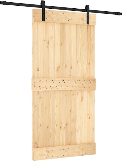 Vidaxl Συρόμενη Πόρτα Φυσικό Μαύρο 100 X 210 Cm