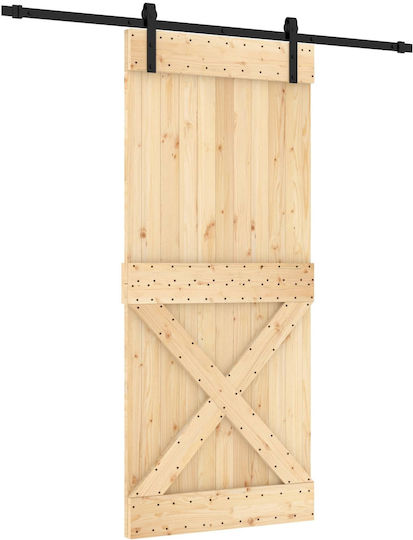 Vidaxl Συρόμενη Πόρτα Φυσικό Μαύρο 90 X 210 Cm