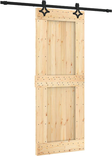 Vidaxl Συρόμενη Πόρτα Φυσικό Μαύρο 80 X 210 Cm