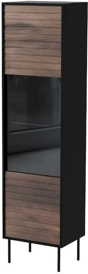 Boden-Wohnzimmer Vitrine aus Spanplatte mit Verglasung Schwarz 53x40x182cm