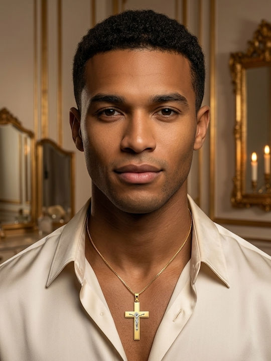 Daskalakis Men's Gold Cross 14K with Crucified Without Chain