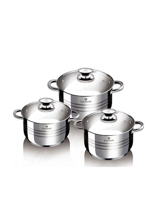 Blaumann Gourmet Line Pots Set Made Of Stainless Steel With Non-Stick Coating 3 Pieces