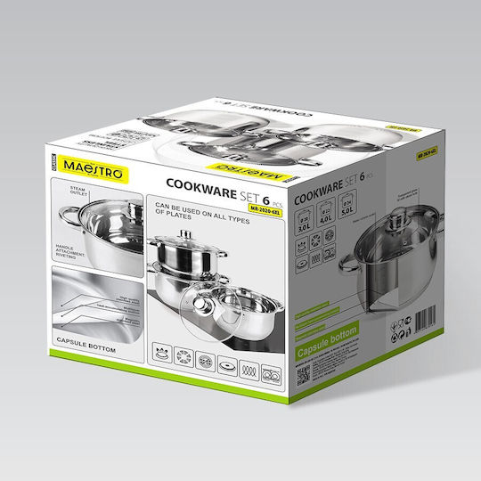 Maestro Set de oale din oțel inoxidabil Argint MR-2020-6XL 3buc