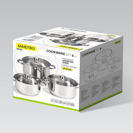 Maestro Set de oale din oțel inoxidabil Argint MR-2020-6XL 3buc