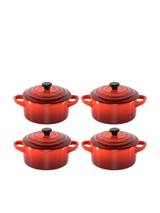 Le Creuset Kirschrot Cast Iron Pots Set of 4 Pieces