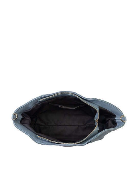 Leder Damen Schultertasche Hellblau