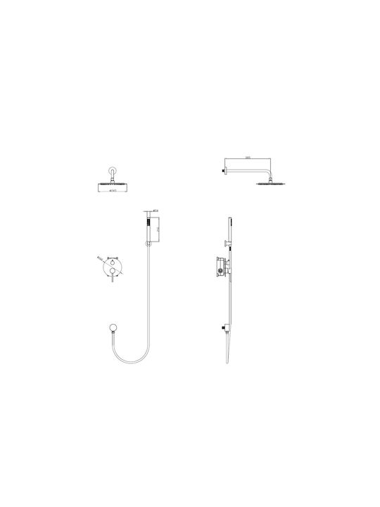 Sparke Built-in Mixer & Shower Head Set for Shower Silver