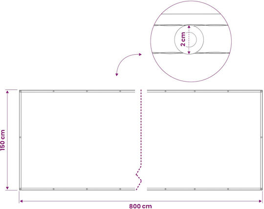 vidaXL Schattengewebe Braune mit PU-Beschichtung 1,5x8x8m 160g/m²