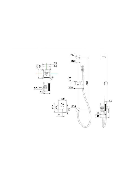 Imex Built-in Mixer & Handset Set for Shower 1 Outlet Gold