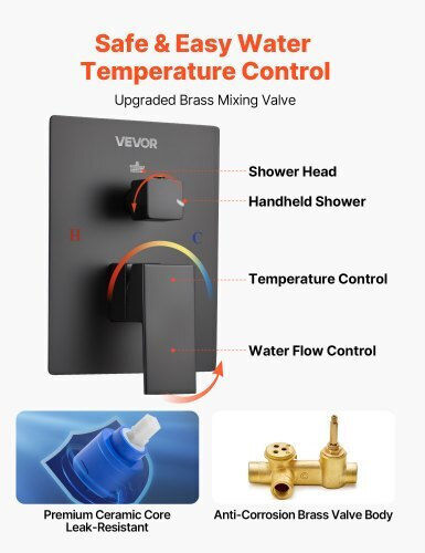 Vevor Built-in Mixer & Shower Head Set for Shower Black 197988529606