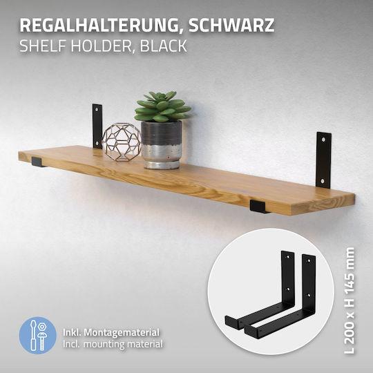 ML-Design Heavy-Duty Metallic Corner Shelf Blue 200x40mm 2pcs 490008778