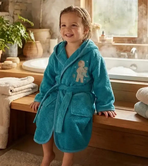 Borea Kids Bathrobe Goodnight Petrol Blue Hooded