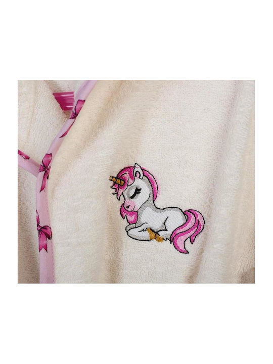 Dimcol Kids Hooded Bathrobe Ecru-pink