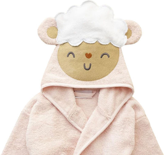 Nima Παιδικό Μπουρνούζι Little Sheep Ροζ με Κουκούλα