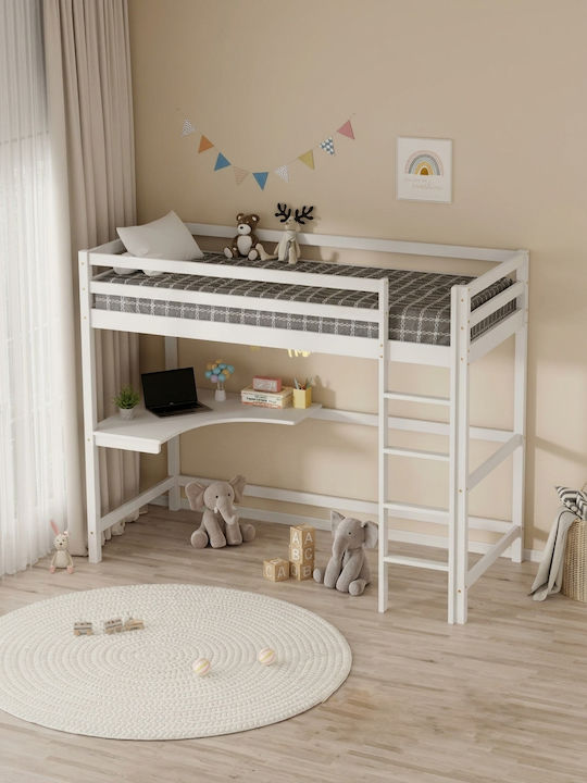 Kinderbett Koje Einzel Weiß für Matratze 90x190cm