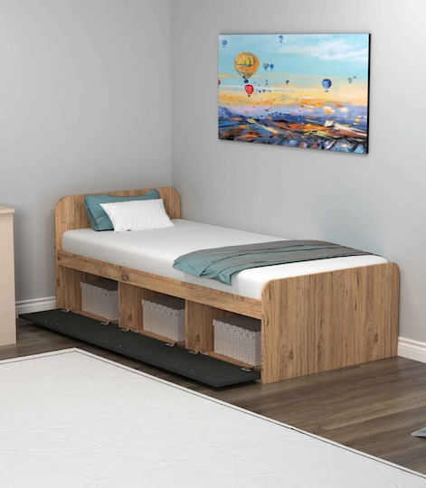 Stewehome Pat Single Cu Spațiu De Stocare Fără Saltea Stejar 193.6×91×50cm
