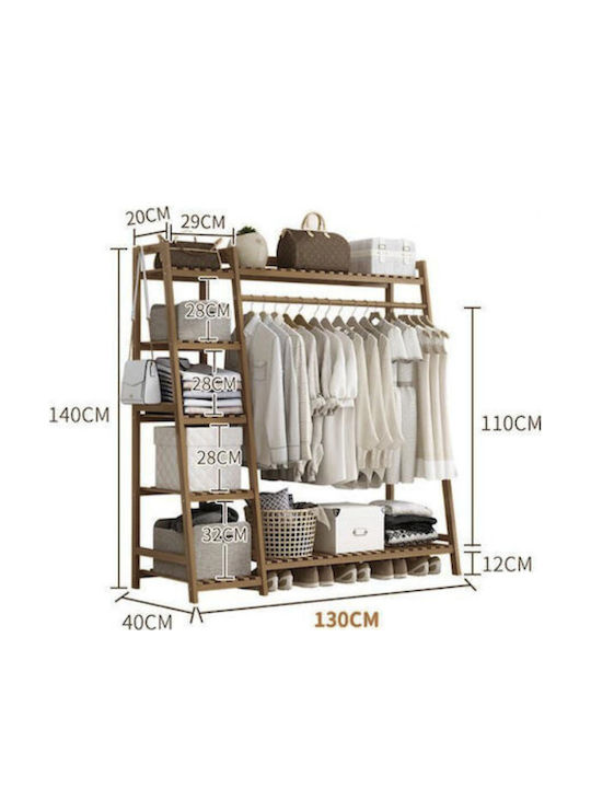 Cuier de podea din Lemn Maro 130x40x140cm