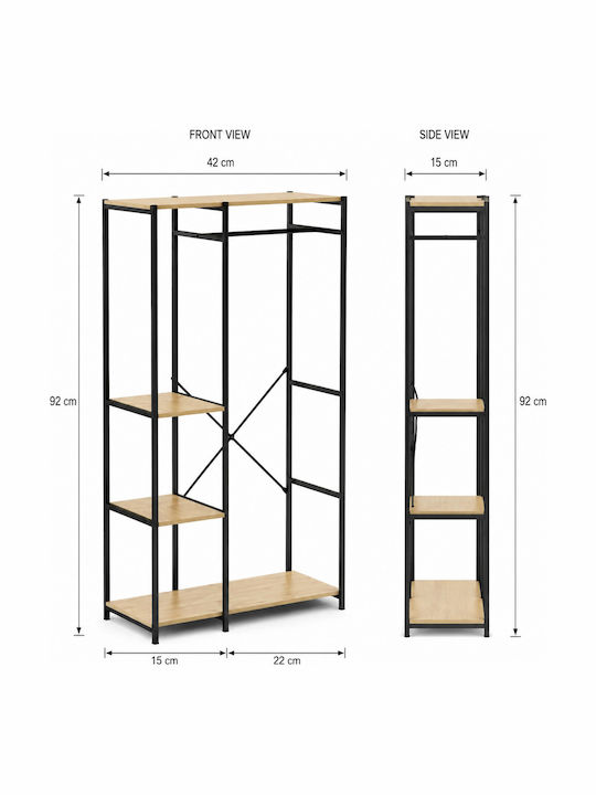 Floor Garment Rack made of Metal Black 42x15x92cm