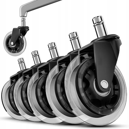 Dexxer Caster for Office Chair Plastic 5 Pieces Black