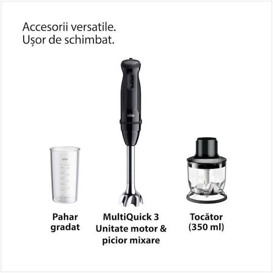 Braun MultiQuick 3 Ръчен Блендер с Аноскидова Пръчка 900W Черен