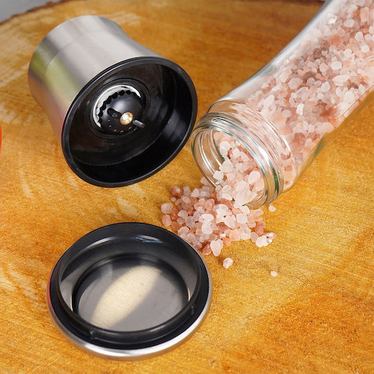 Excellent Houseware Set Manual Râșnițe Condimente Inox în Culoare Argintiu 19cm 1buc