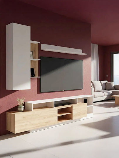 Emina Living Room TV Unit Beige L210xW42xH210cm