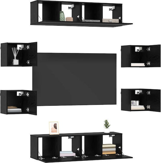 Living Room TV Unit Black Oak M120xW30xH30cm